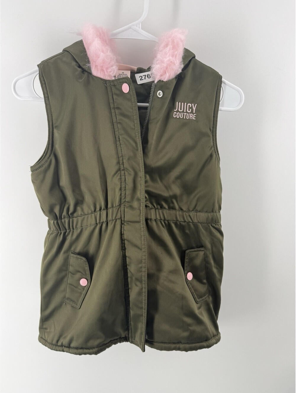 Juicy Couture Girls 12 Quilted Puffer Vest Fur Hood